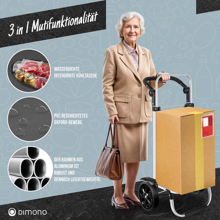 Actual product image Dimono Klappbarer Einkaufstrolley mit Kühlfach, 56 Liter, 30 kg
