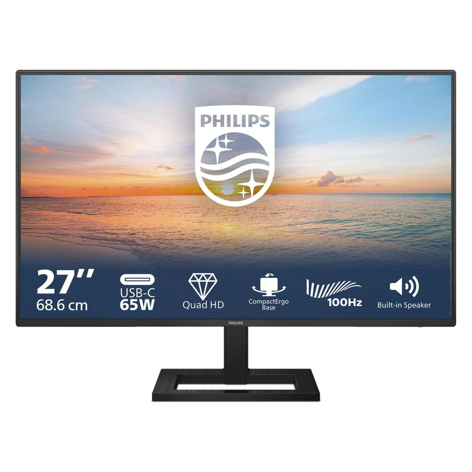 Philips 27E1N1600AE (2560 x 1440 Pixel, 27"), Monitor, Schwarz