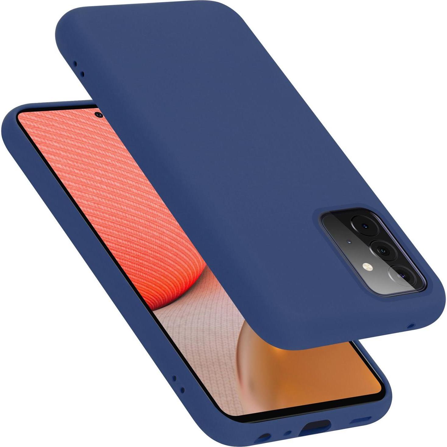 Cadorabo TPU Liquid Silicone Case Cover (Samsung Galaxy A72), Smartphone Hülle, Blau