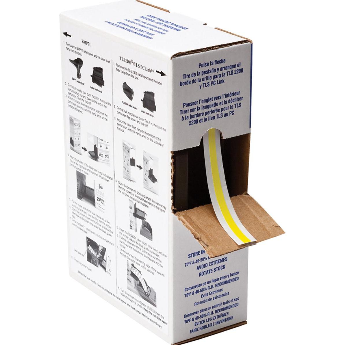 Brady, Rotolo di etichette, BM-67-499-YL, tessuto di nylon, giallo, opaco, 15,00 x 9,00 mm, permanente, rotolo grande (7500 E.) (1.50 cm)