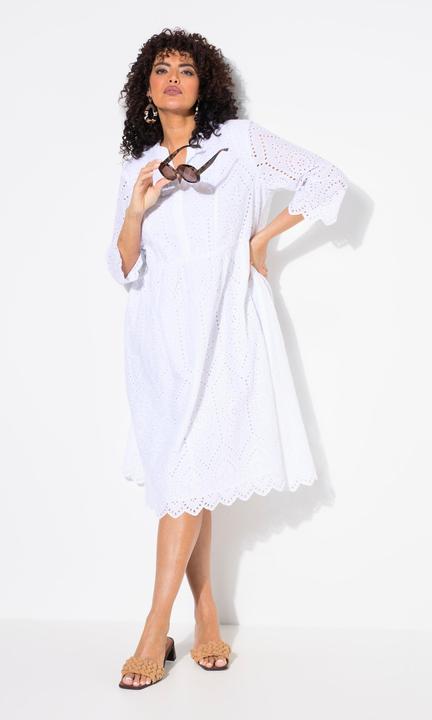 Produktbild Ulla Popken Midikleid, Lochspitze, Tunika-Ausschnitt, 3/4-Arm (54)