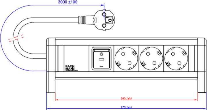 Produktbild Bachmann DESK Verlängerungsschnur (3 x, CEE 7/3, 3 m)