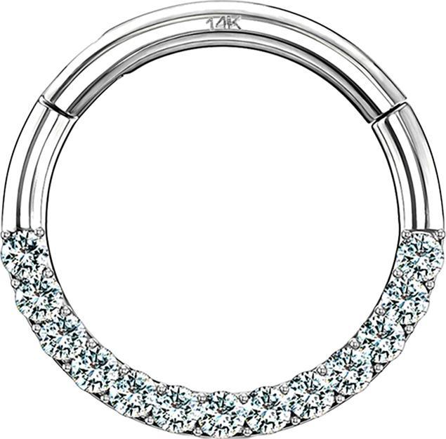 Actual product image Star Piercing Micro segment ring hinged 14k white gold front crystal silver (without brass, 14k gold)