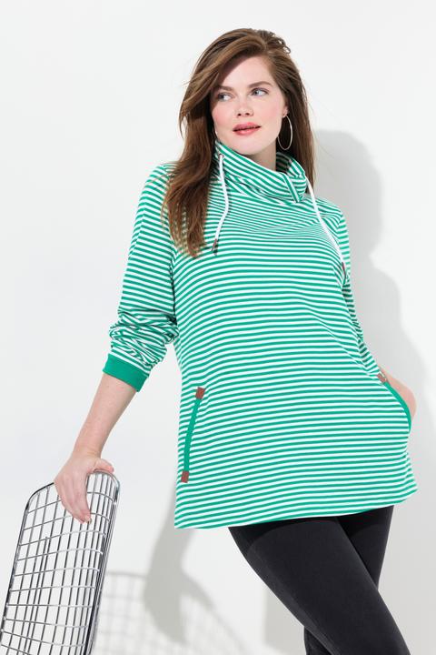 Produktbild Ulla Popken Sweatshirt, Ringel, Classic, Stehkragen, Langarm (56)
