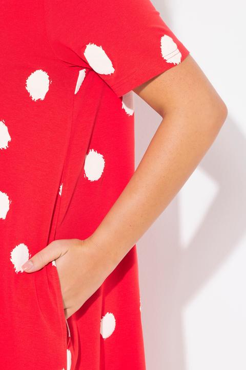 Immagine prodotto Ulla Popken Abito midi dal taglio svasato con pallini, tasche, scollo a girocollo e mezze maniche (42, 44)