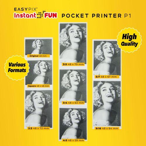Produktbild Easypix InstantFUN Pocket Printer P1 (Thermodirekt, Schwarz-Weiss)