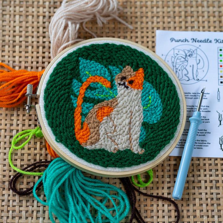 Actual product image Kikkerland Cat Punch Needle Kit