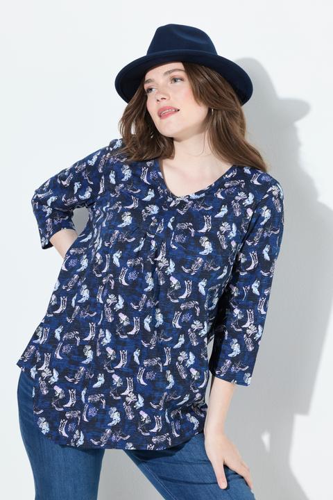 Actual product image Ulla Popken Asymmetric Cowboy Boot Print Tee (46, 48)