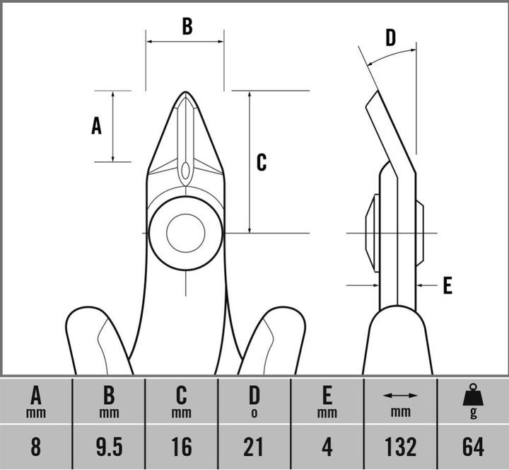 Actual product image C.K Magma ESD print pliers without facet 13 (132 mm)