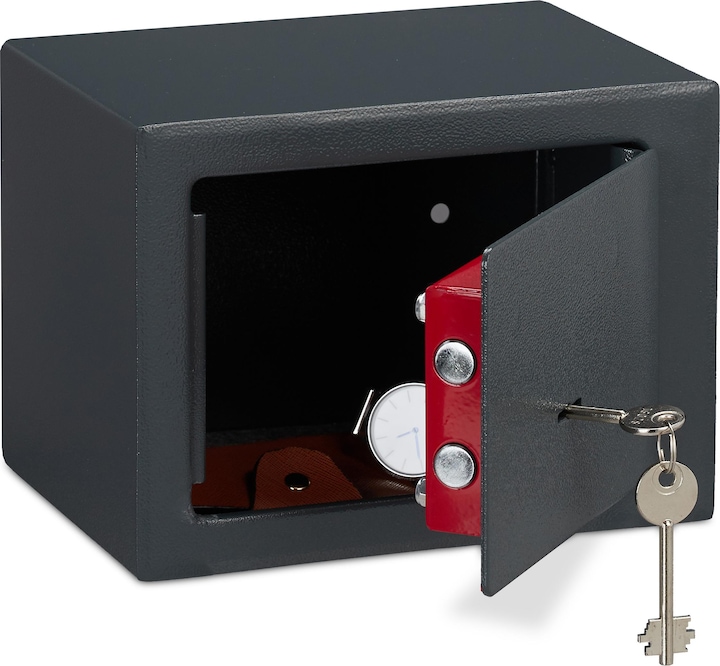 Relaxdays Home Safe With Keys, Double-Bit Lock
