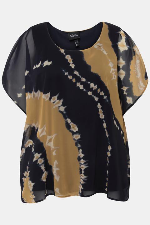 Actual product image Ulla Popken Layered Tie-Dye Blouse (46, 48)