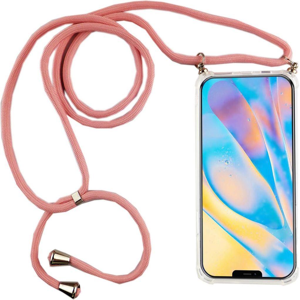 Thumbnail - König Design Apple iPhone 12 / 12 Pro Handykette Hülle mit Band zum umhängen Kordel Etui Rosa, Handykette, Transparent