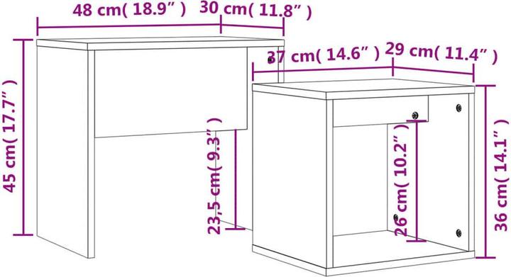 Immagine prodotto vidaXL Satztisch (48 x 30 x 45 cm)