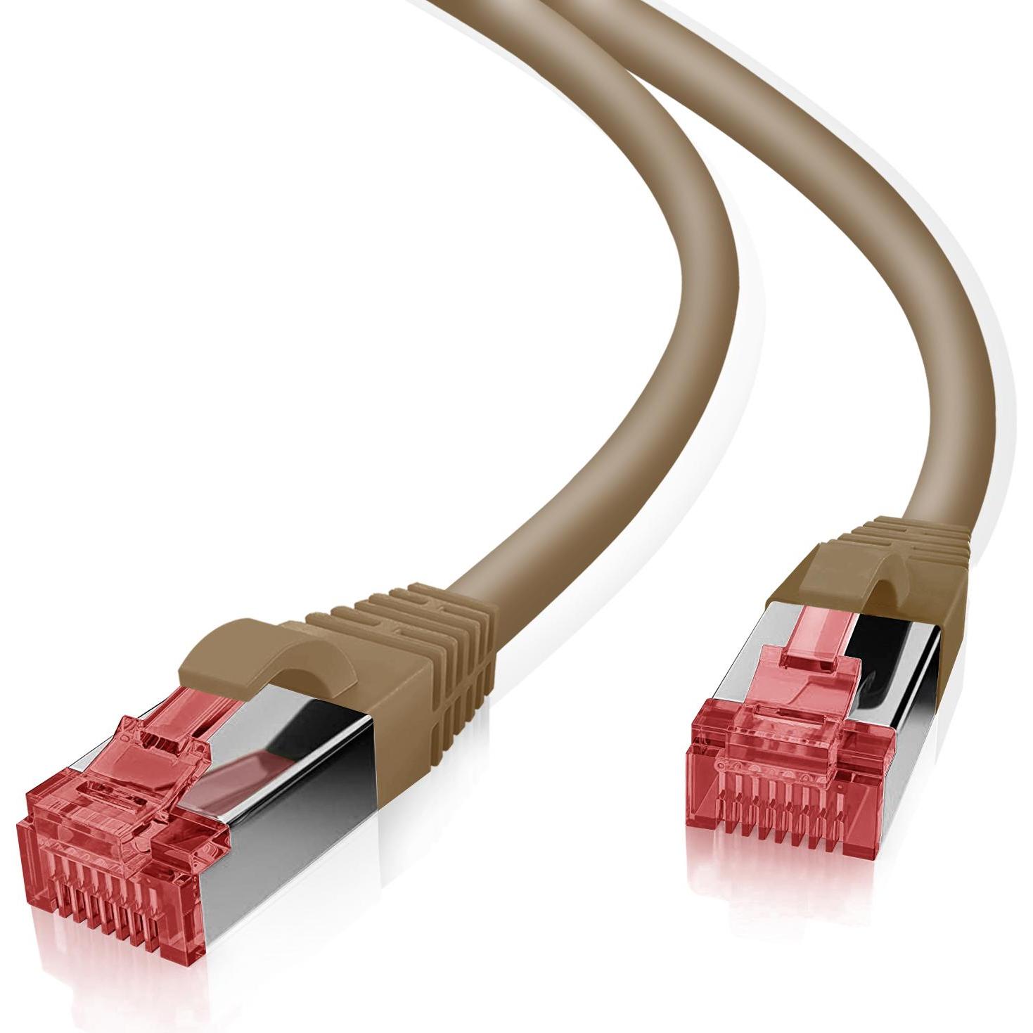 Thumbnail - Helos Patchkabel S/FTP (PIMF) CAT 6 braun 2,0m (S/FTP, CAT6, 2 m), Netzwerkkabel