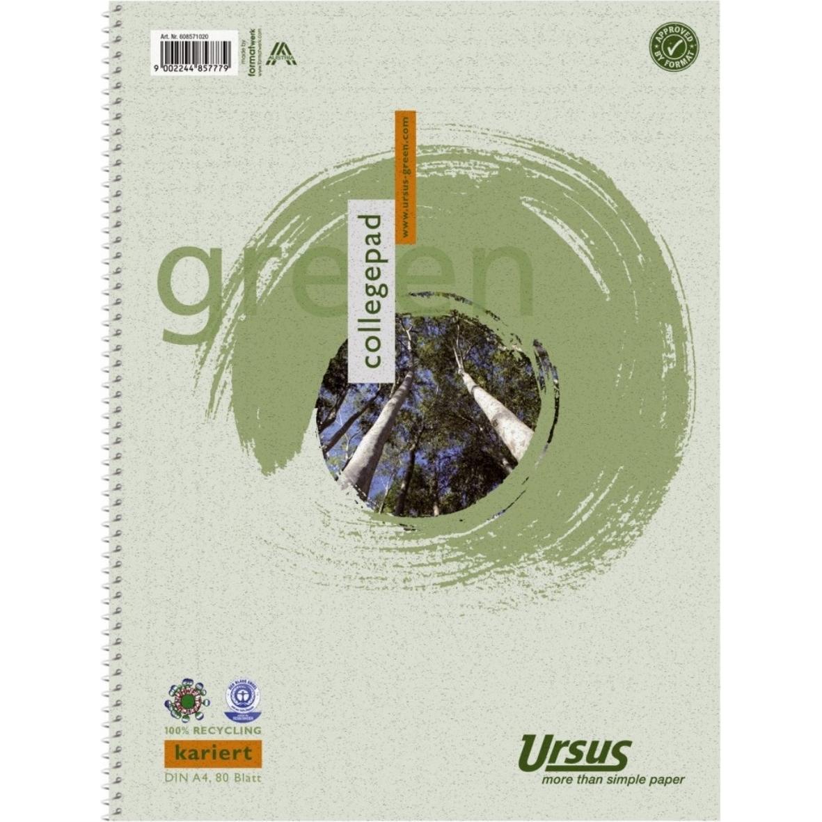 Thumbnail - Ursus, Heft + Block, Green Collegebook (A4, Kariert)