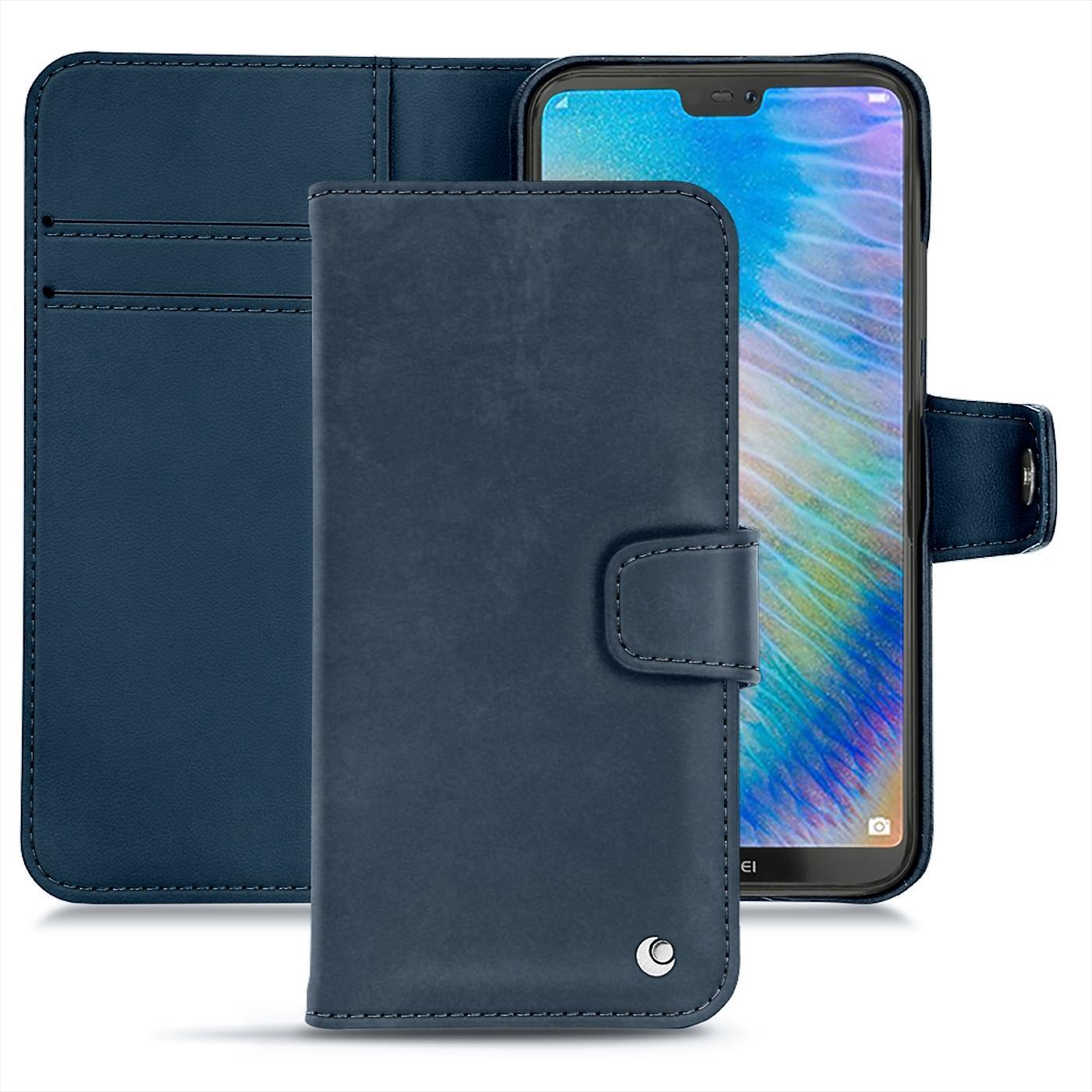 Noreve Lederschutzhülle Wallet (Huawei P20 Lite), Smartphone Hülle, Blau