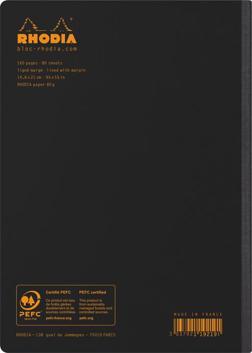 Image du produit Rhodia Classic (A5, À rayures, Couverture rigide)