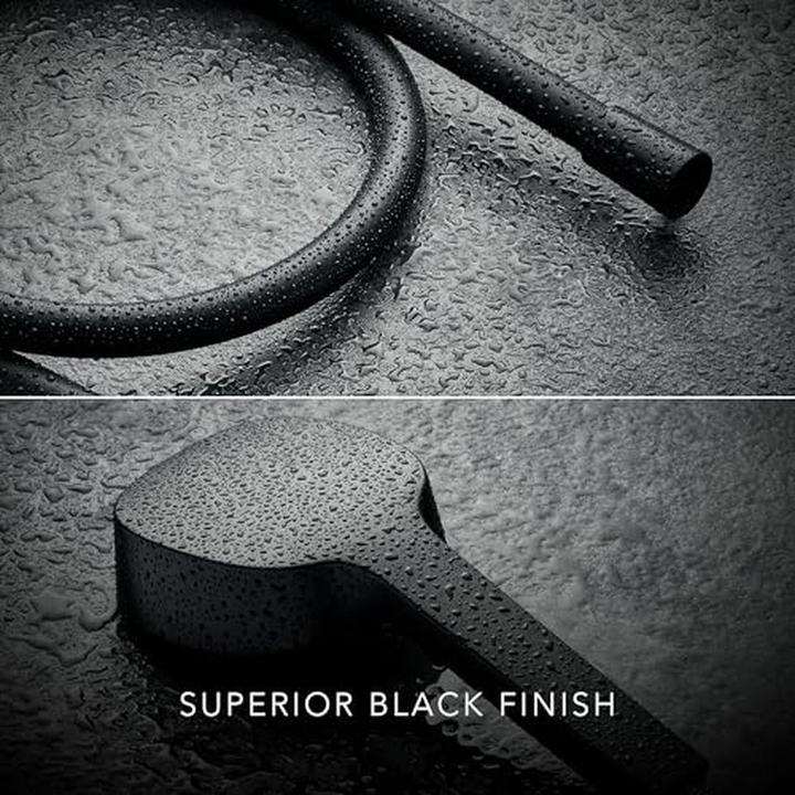 Image du produit Mira Showers Douche thermostatique noire mat avec pomme de douche à pression et réglage de hauteur