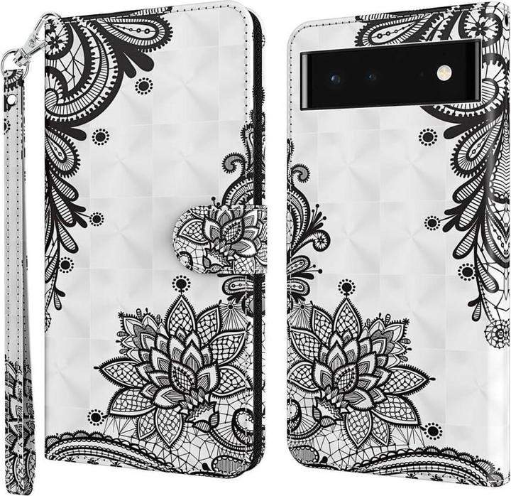 Produktbild Cover-Discount Google Pixel 7 Pro - Etui Glanz Effekt Blumen schwarz (Google Pixel 7 Pro)