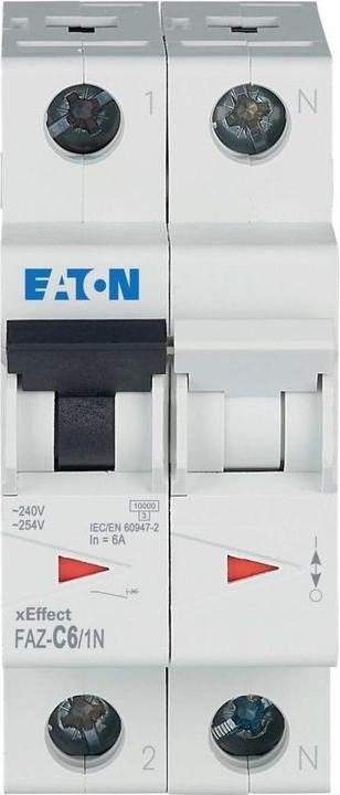 Produktbild Eaton MCB, 6A, C-type, 1Pole+N, 15kA