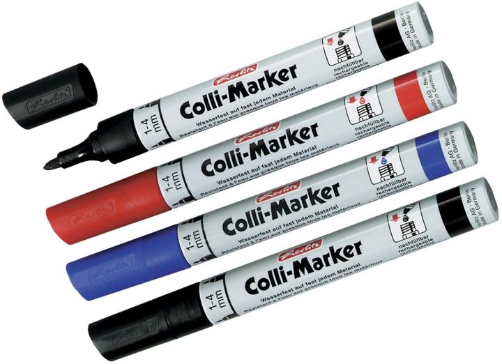 Produktbild Herlitz Permanent-Marker Colli 1-4 mm, 4 Stück, Blau/Rot/Schwarz (4x)