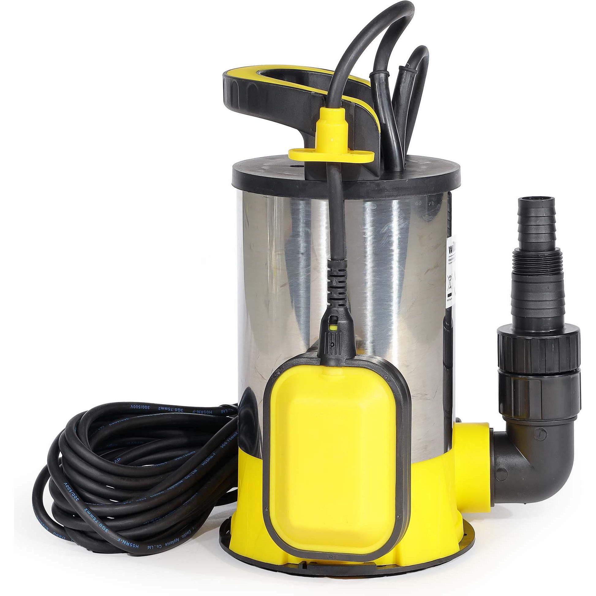 Wiltec, Wasserpumpe, flachsaugende Tauchpumpe Schwimmer 850W Edelstahl Tiefbrunnenpumpe Pumpe (Durchlaufpumpe)