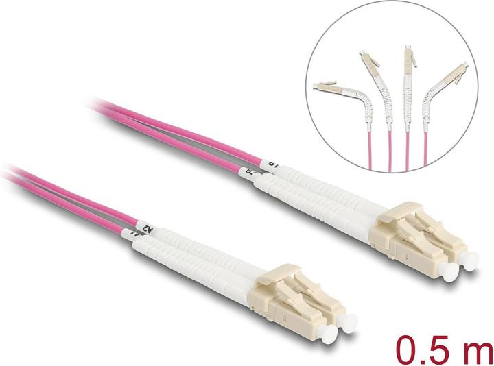 Produktbild Delock LWL Kabel LC-D > LC-D Multimode OM4 winkelbar 0,5m (0.50 m)