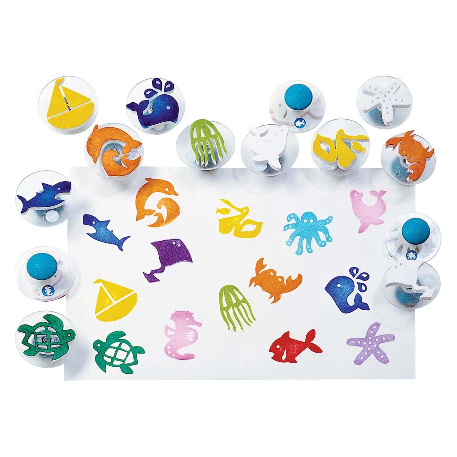 Colorations, Stempel, – Easy Grip- Stempeln„Meeresleben“, 14 Stk.