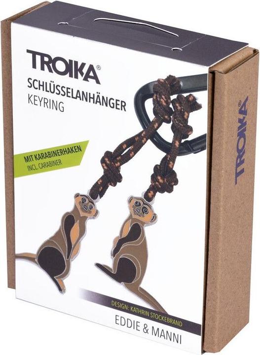 Actual product image Troika EDDIE & MANNI key ring snap hook with meerkat, brown