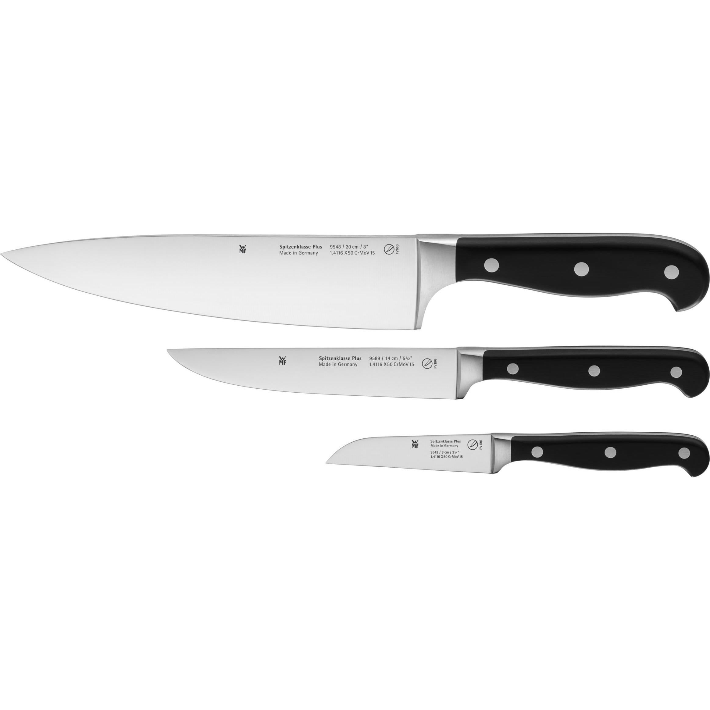 WMF Messerset 3-tlg. SPITZENKLASSE PLUS Schwarz, Küchenmesser, Schwarz