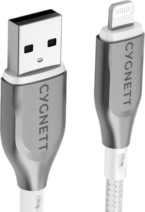 Productafbeelding Cygnett Gepantserde Lightning-naar-USB-A-kabel, wit, 2 m (2 m, USB 2.0, 12 W)