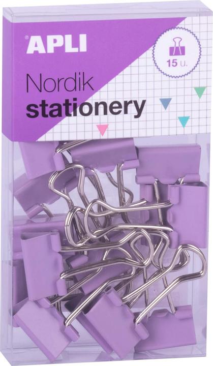 Produktbild Apli Nordik dokumentenklammern, 19 mm, 15 stk., box mit aufhänger, mischung aus pastellfarben (15x)