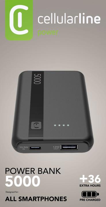 Productafbeelding Cellularline Power Bank 5000 - Zwart (5000 mAh, 12 W)