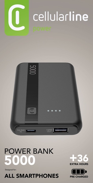 Productafbeelding Cellularline Power Bank 5000 - Zwart (5000 mAh, 12 W)