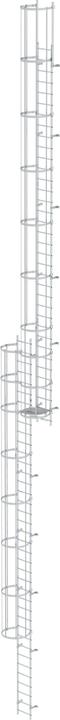Actual product image Munk Multi-leveled fixed ladder with back protection (construction) Aluminium bare 19.96m (Multi-purpose ladder, 1996 cm)