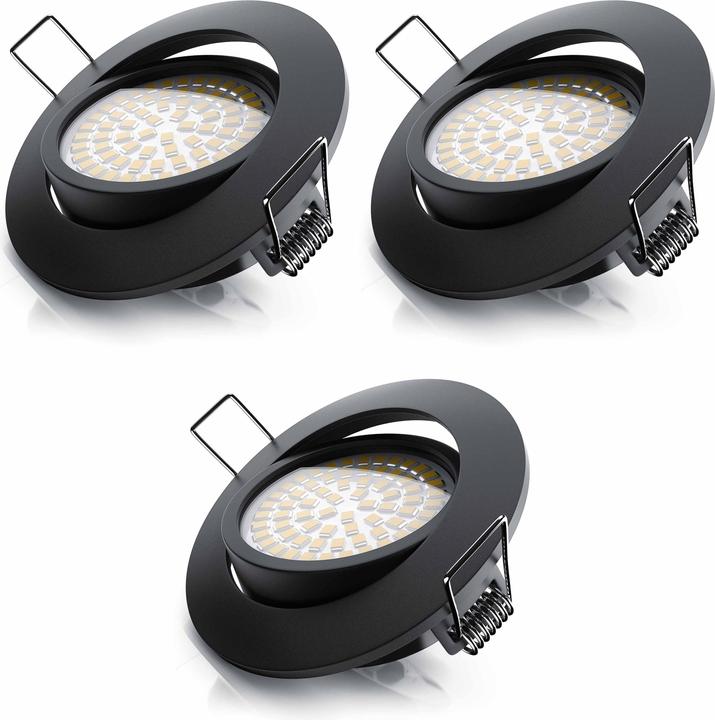 Produktbild Brandson 3x LED Deckenspot, dimmbar & schwenkbar, Einbaustrahler, Einbauleuchte, Einbauspot, schwarz, 3er Set (350 lm)