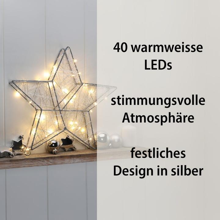 Image du produit Hermex Étoile de Noël à LED Étoile lumineuse en métal Étoile en fil métallique