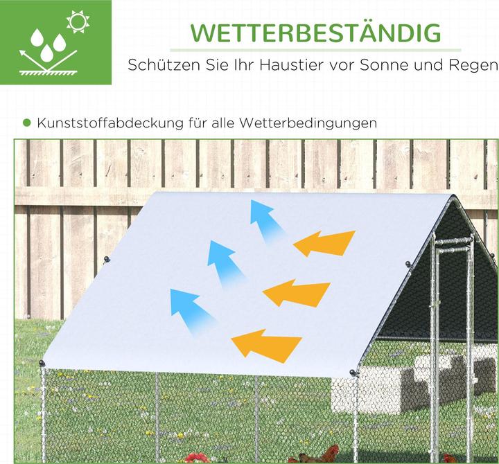 Image du produit PawHut Hühnerstall Stahl, Kunststoff Silber+Grau