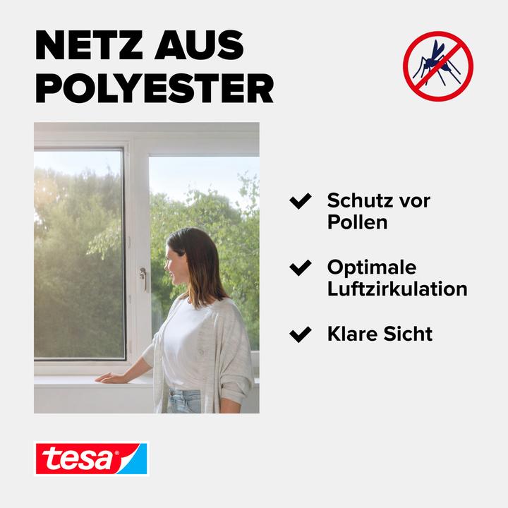 Actual product image tesa 2x pollen screen, for allergy sufferers, can be closed incl. self-adhesive Velcro tape (130 x 150 cm)