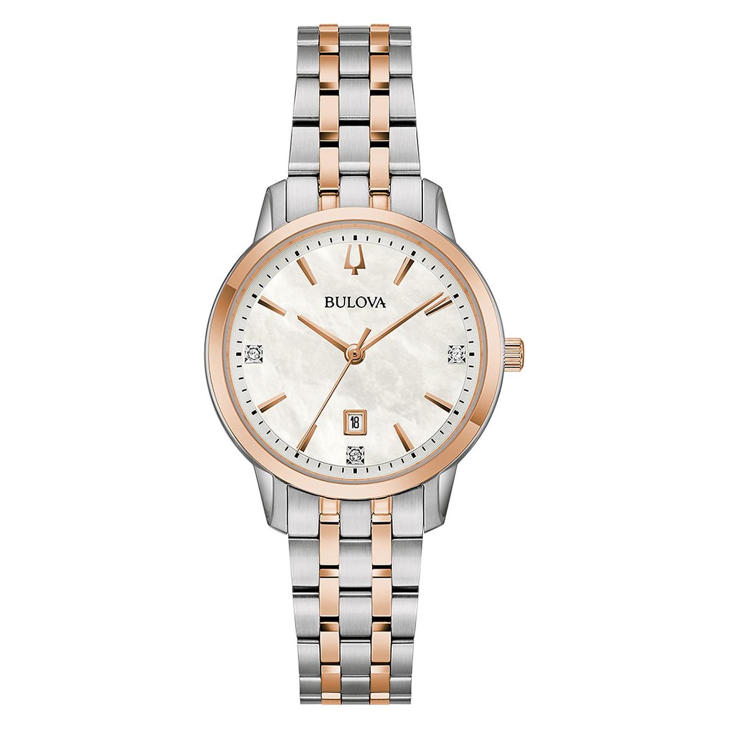 Bulova, Horloge, 98P213 Sutton Dameshorloge 31mm 3ATM, Zilver, Goud, (Analoog Horloge, 31 mm)