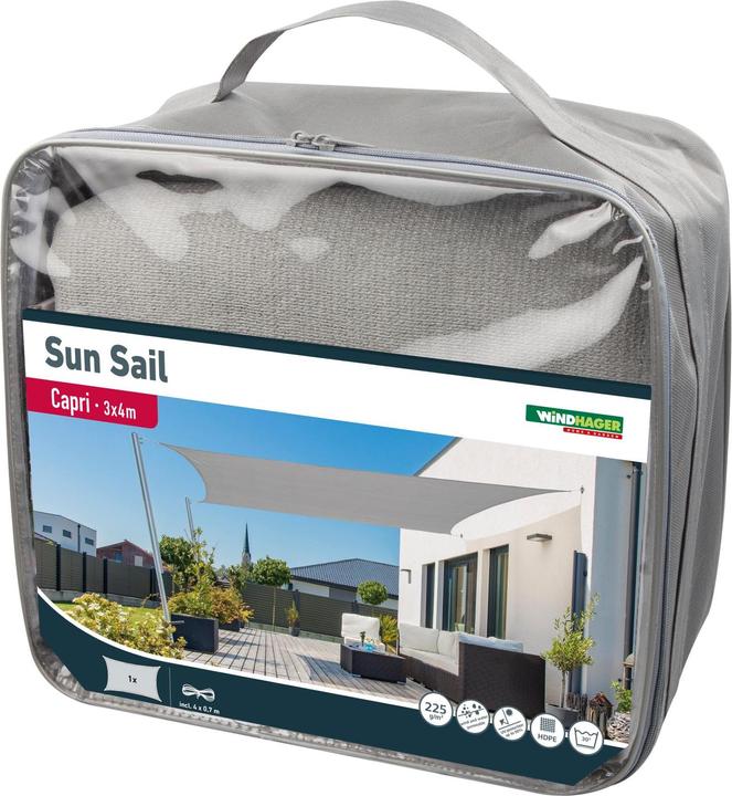 Produktbild Windhager SunSail Capri Rechteck 3x4m, grau 225g/m2 (300 x 400 cm)
