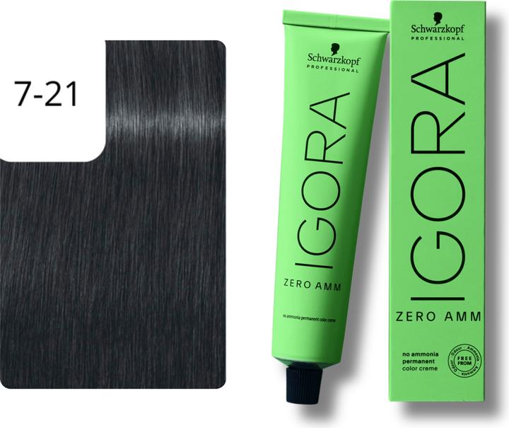 Produktbild Schwarzkopf Igora Zero AMM - 7-21 Mittelblond Asch Cendré (7-21 Mittelblond Asch Cendré)