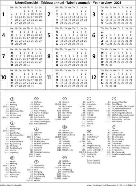 Valeurs nutritives et ingrédients Planificateur suisse 2025 (23 x 31,5 cm)