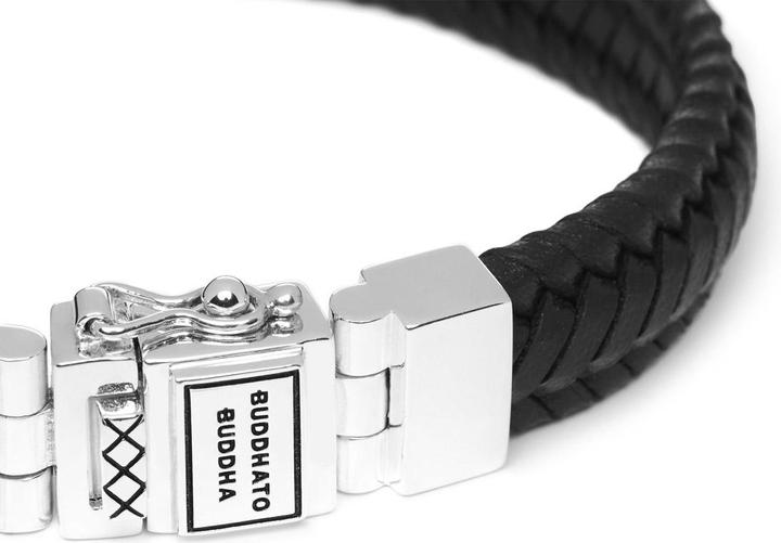 Immagine prodotto Buddha to Buddha Bracciale Edwin piccolo in pelle nera (21 cm, Argento 925)