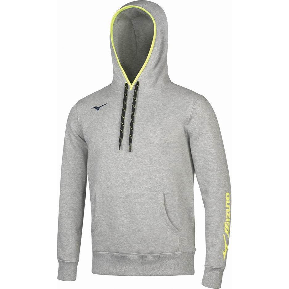 Mizuno, Herren, Pullover, Men Sweat Hoodie, Grau, (L)