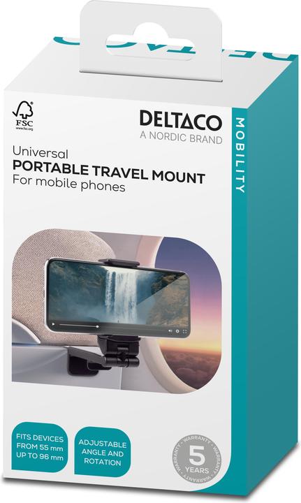 Produktbild Deltaco Reise-Halter mit Klemme f. Smartphones B:55-96mm