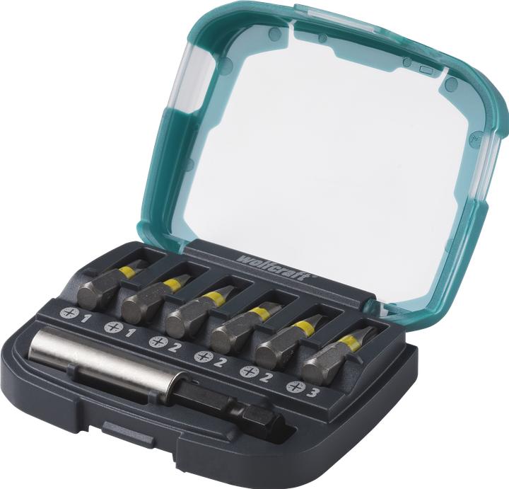 Actual product image wolfcraft 1 bit box 2K, solid 7-piece Phillips (Cross Phillips PH)