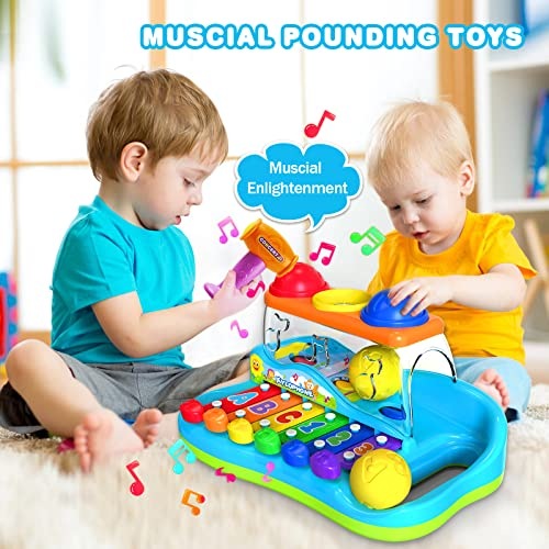 Produktbild Activity Board Xylophon mit Hammerspiel Spielzeug, Xylophon Baby Musikspielzeug ab 1 Jahr
