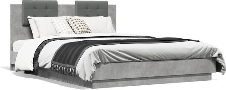 Produktbild vidaXL Bettgestell mit Kopfteil und LED-Leuchten (150 x 200 cm)