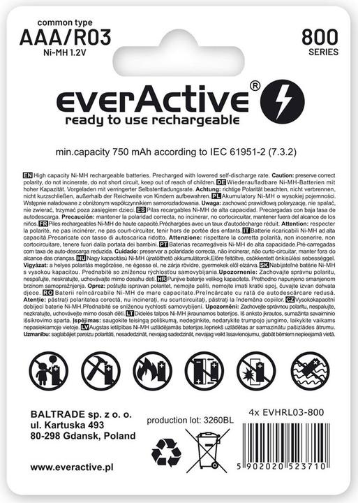 Productafbeelding Everactive Oplaadbare batterijen Ni-MH R03 AAA 800 mAh Silver Line - Batterij - Micro (AAA) (2 Pcs., AAA, 800 mAh)